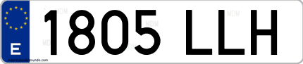 Ejemplo de matrícula de coche ordinaria 1805 LLH