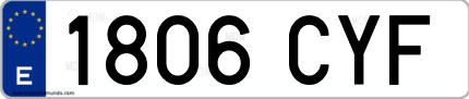 Ejemplo de matrícula de coche ordinaria 1806 CYF