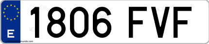 Ejemplo de matrícula de coche ordinaria 1806 FVF