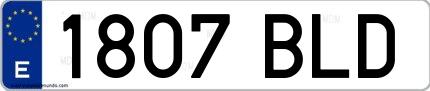 Ejemplo de matrícula española 1807 BLD