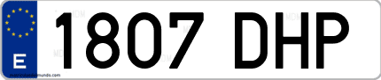 Ejemplo de matrícula de coche ordinaria 1807 DHP