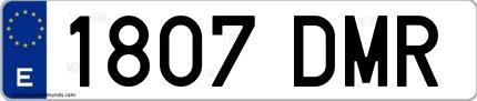 Ejemplo de matrícula española 1807 DMR