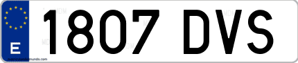 Ejemplo de matrícula de coche ordinaria 1807 DVS