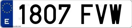 Ejemplo de matrícula española 1807 FVW