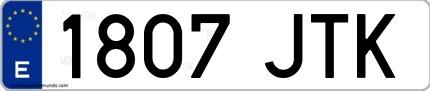 Ejemplo de matrícula española 1807 JTK