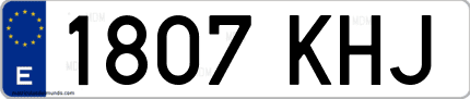 Ejemplo de matrícula de coche ordinaria 1807 KHJ