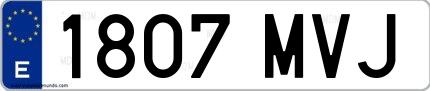 Ejemplo de matrícula española 1807 MVJ