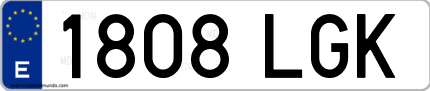 Ejemplo de matrícula de coche ordinaria 1808 LGK