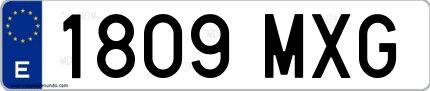 Ejemplo de matrícula española 1809 MXG