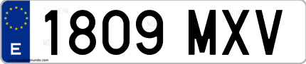 Ejemplo de matrícula de coche ordinaria 1809 MXV