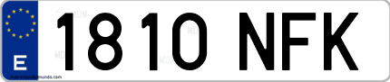 Ejemplo de matrícula de coche ordinaria 1810 NFK