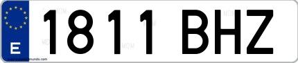 Ejemplo de matrícula española 1811 BHZ