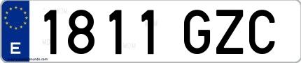 Ejemplo de matrícula española 1811 GZC