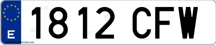 Ejemplo de matrícula de coche ordinaria 1812 CFW