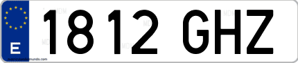 Ejemplo de matrícula de coche ordinaria 1812 GHZ