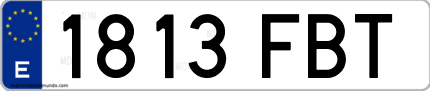 Ejemplo de matrícula de coche ordinaria 1813 FBT