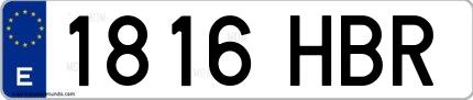 Ejemplo de matrícula española 1816 HBR