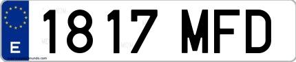 Ejemplo de matrícula española 1817 MFD