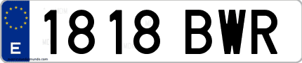 Ejemplo de matrícula de coche ordinaria 1818 BWR