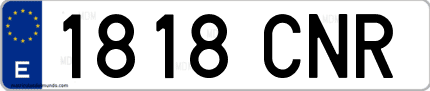 Ejemplo de matrícula de coche ordinaria 1818 CNR