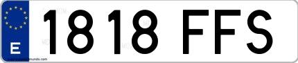Ejemplo de matrícula española 1818 FFS