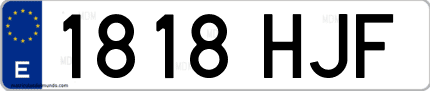 Ejemplo de matrícula de coche ordinaria 1818 HJF