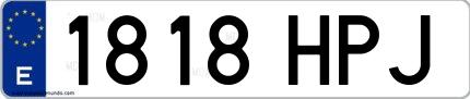 Ejemplo de matrícula española 1818 HPJ