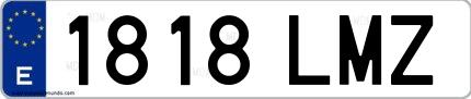 Ejemplo de matrícula española 1818 LMZ