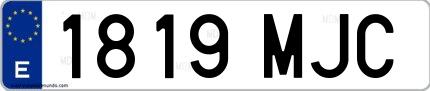 Ejemplo de matrícula española 1819 MJC
