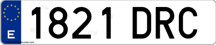 Ejemplo de matrícula de coche ordinaria 1821 DRC