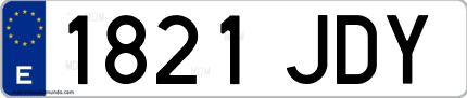 Ejemplo de matrícula de coche ordinaria 1821 JDY