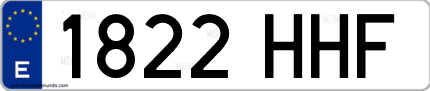 Ejemplo de matrícula de coche ordinaria 1822 HHF