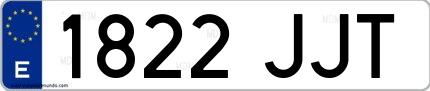 Ejemplo de matrícula española 1822 JJT