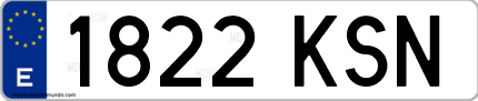 Ejemplo de matrícula de coche ordinaria 1822 KSN