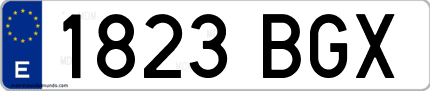 Ejemplo de matrícula de coche ordinaria 1823 BGX