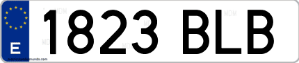 Ejemplo de matrícula de coche ordinaria 1823 BLB