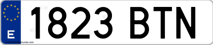 Ejemplo de matrícula de coche ordinaria 1823 BTN