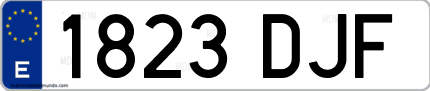 Ejemplo de matrícula de coche ordinaria 1823 DJF