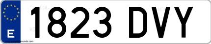 Ejemplo de matrícula española 1823 DVY