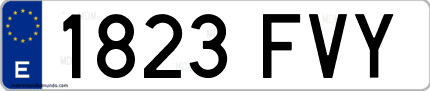 Ejemplo de matrícula de coche ordinaria 1823 FVY