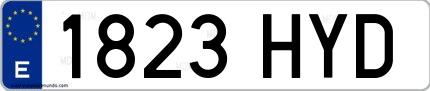 Ejemplo de matrícula española 1823 HYD