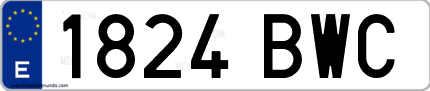 Ejemplo de matrícula de coche ordinaria 1824 BWC