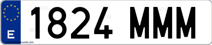 Ejemplo de matrícula de coche ordinaria 1824 MMM