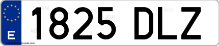 Ejemplo de matrícula de coche ordinaria 1825 DLZ