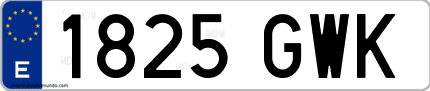 Ejemplo de matrícula de coche ordinaria 1825 GWK