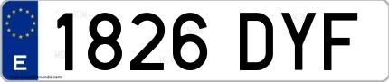 Ejemplo de matrícula española 1826 DYF