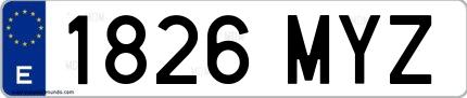 Ejemplo de matrícula española 1826 MYZ