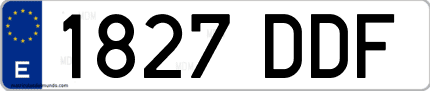 Ejemplo de matrícula de coche ordinaria 1827 DDF