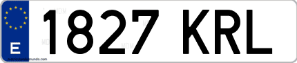 Ejemplo de matrícula de coche ordinaria 1827 KRL