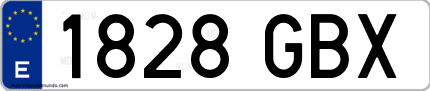 Ejemplo de matrícula de coche ordinaria 1828 GBX
